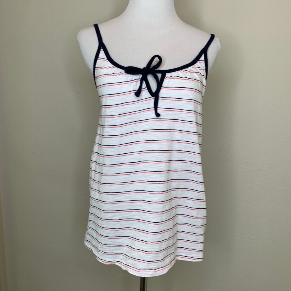 Gap White Pink Blue Striped Jersey Camisole Sz XS Tie at Neck